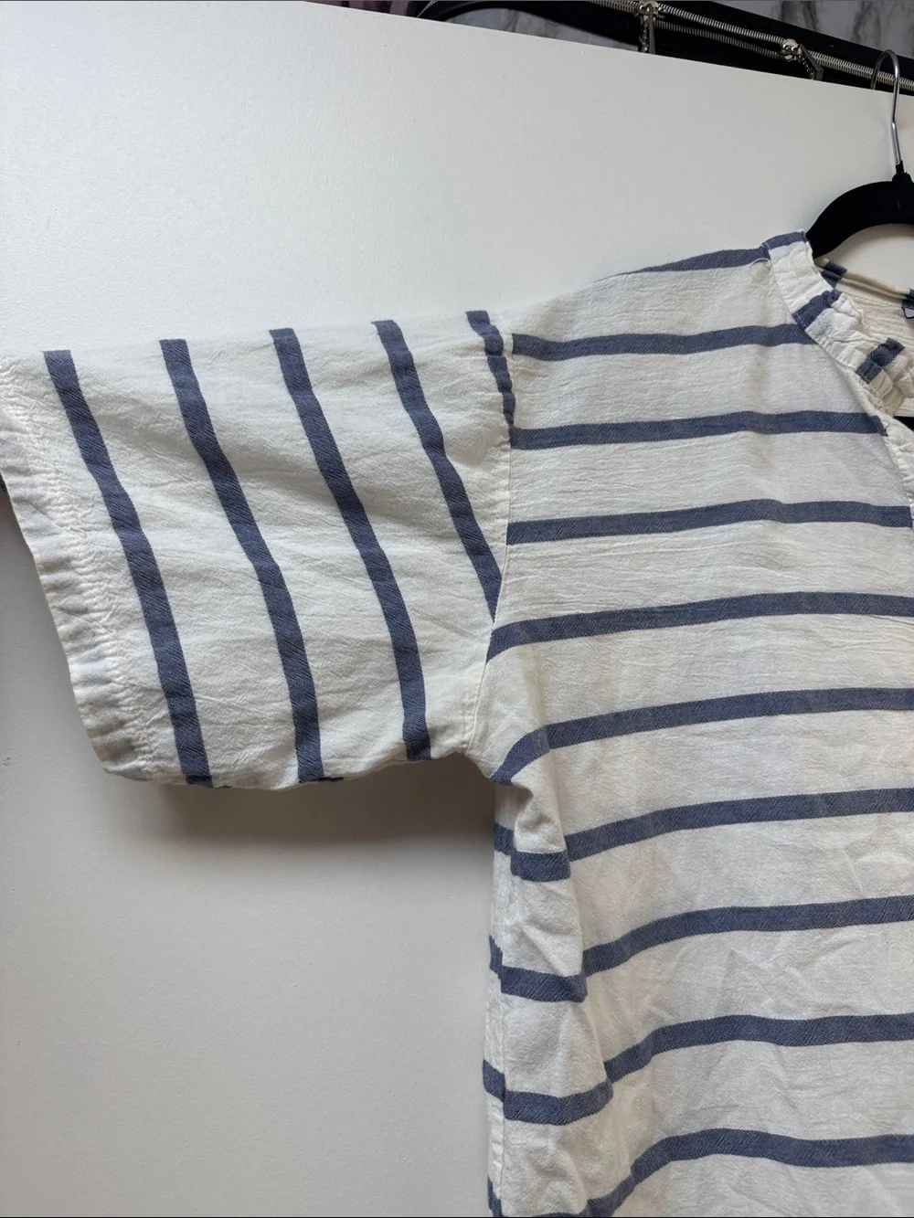 Boomil 100% Cotton Made in Greece Nautical Coastal Pop Over Top Size L Stripped